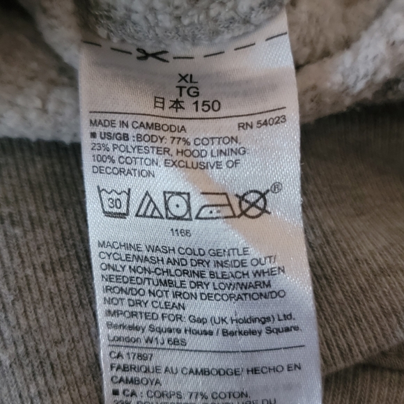 GAP Hoodie Heather grey unisex Kids size XLARGE - Picture 4 of 6